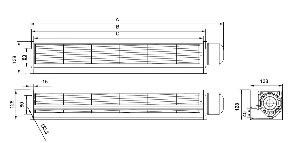 80MM AC cross flow fan Overal Dimmensions 80MM AC cross flow fan Overal Dimmensions